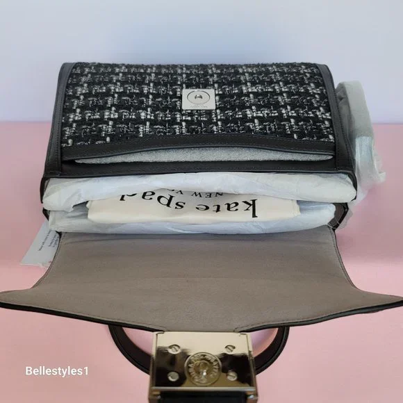 KATE SPADE Katy Tweed Medium Top Handle Bag-Black Multi - Picture 11 of 16